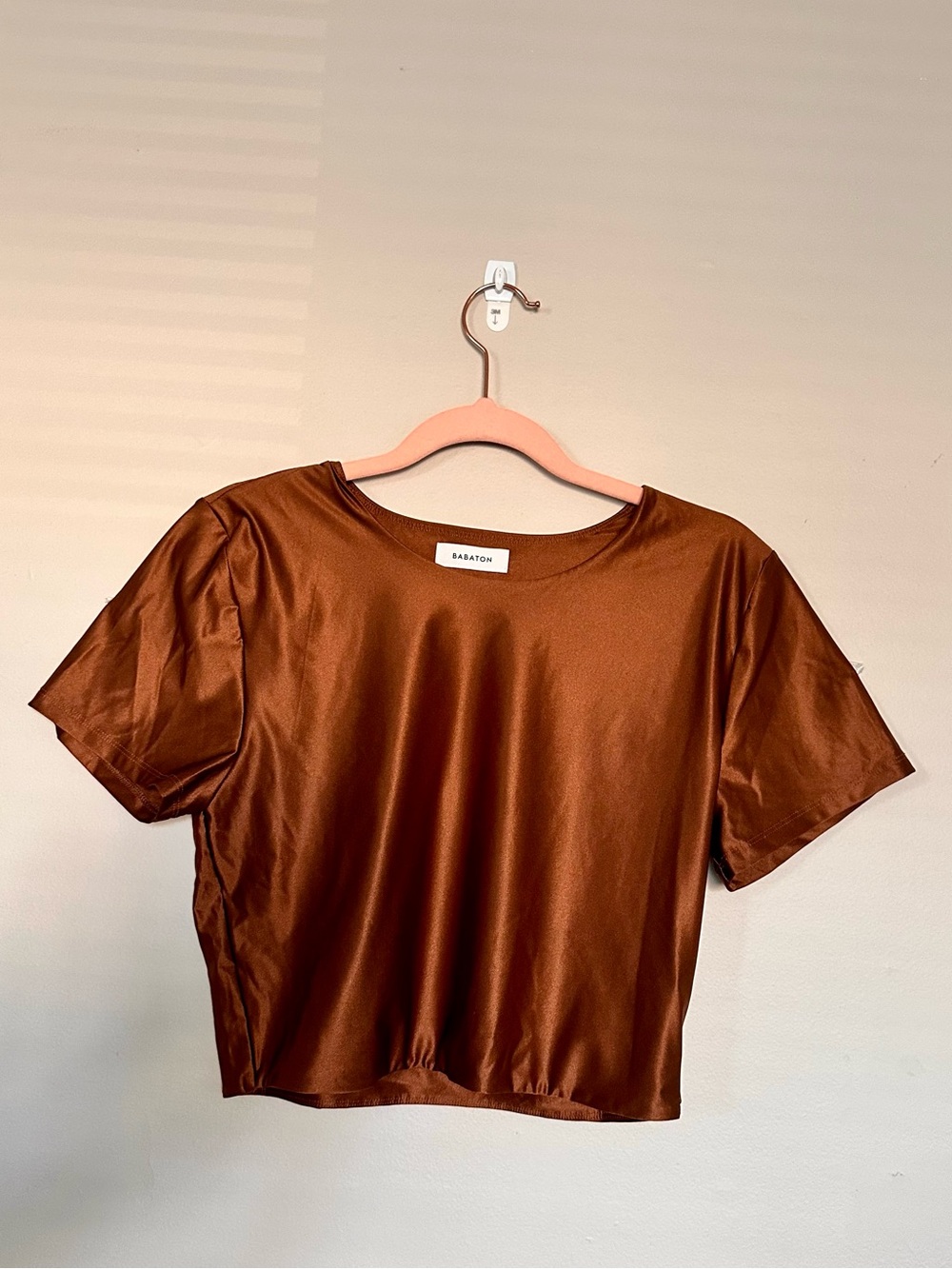 Babaton Copper Satin Short Sleeve Tee